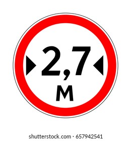 Illustration of Road Prohibitory Sign Maximum Width. Illustration on White