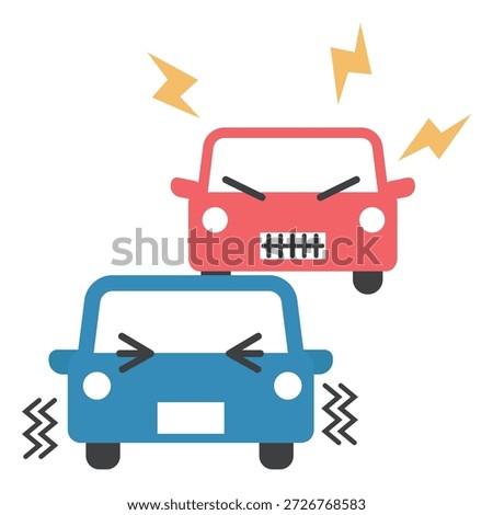 Illustration of road rage | Angry car and frightened car