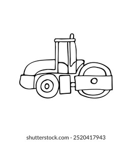 illustration of a road roller drawn in cartoon style.