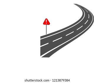 Illustration of road and sign icon. Vector