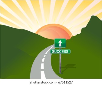 Illustration of road to success. Vector