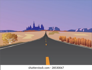 illustration with road to town