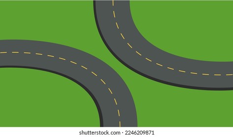 ilustración de un vector de carretera sobre un fondo verde