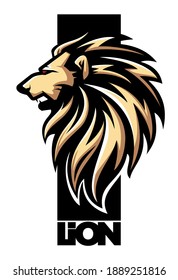 illustration of a roaring lion with detailed drawn shadow