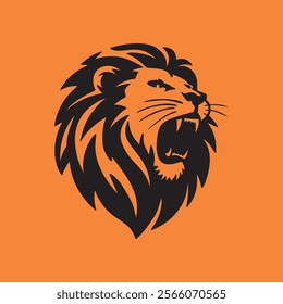 Illustration of roaring lion head emblem.vector illustration