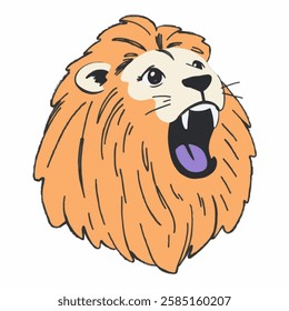 Illustration of a Roaring Lion Head for Mascot and Emblem Designs Perfect for sports logos, branding, and wildlifethemed artwork