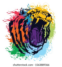 Illustration of roaring tiger face. eps 10.