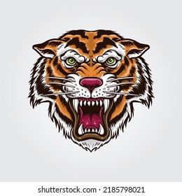 illustration of roaring tiger head