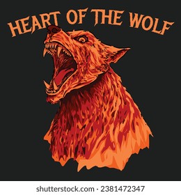 Illustration wühlt Wolfskopf. HERZEN DES WOLFES