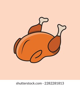 Illustration of Roast Chicken Vector Drawing