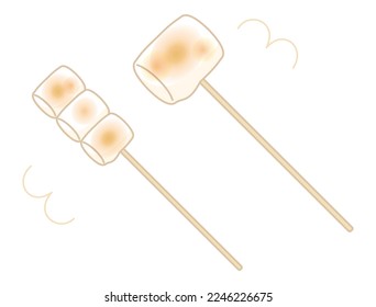 It is an illustration of a roasted marshmallow on a skewer.