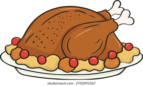 Ilustração de Turquia assada com enfeite