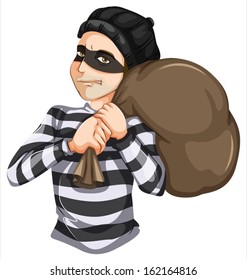 Illustration of a Robbery on a white background