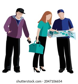 ilustración del robo en un vector de lugar público