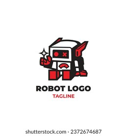 Logo del cubo robo de la ilustración, vector del logo del robot