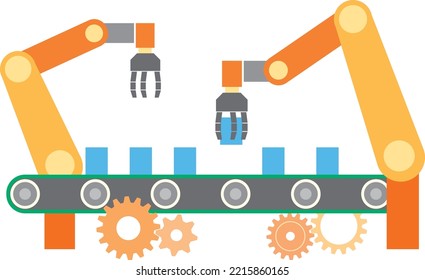 Illustration of a robot arm taking out a product