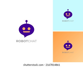 ILLUSTRATION ROBOT CHAT, HEAD ROBOT SIMPLE MODERN ICON LOGO DESIGN TEMPLATE VECTOR