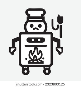 Illustration of a robot cook. Robotic assistant in the kitchen. The future of catering. For web icons, design. Modern lines.