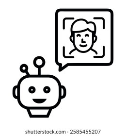 Illustration of a robot detecting and recognizing a human face