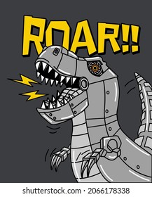 ILLUSTRATION ROBOT DINOSAUR REX AND LIGHTNING