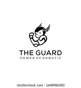 Illustration robot guard technology sign modern logo design