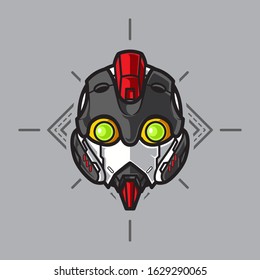 Illustration of Robot Head with geometrical Background