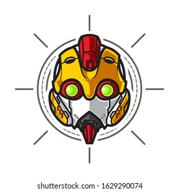 Illustration of Robot Head with geometrical Background