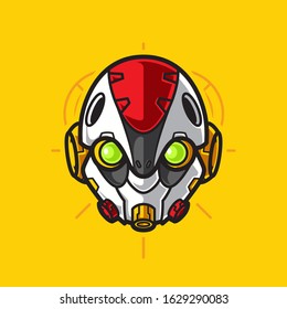 Illustration of Robot Head with geometrical Background