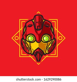 Illustration of Robot Head with geometrical Background