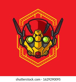 Illustration of Robot Head with geometrical Background
