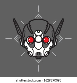Illustration of Robot Head with geometrical Background