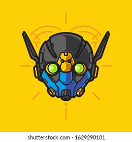 Illustration of Robot Head with geometrical Background