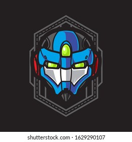 Illustration of Robot Head with geometrical Background