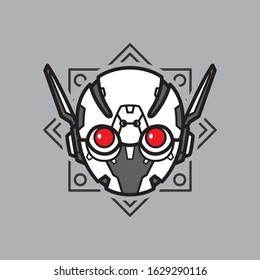 Illustration of Robot Head with geometrical Background