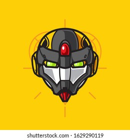 Illustration of Robot Head with geometrical Background