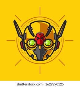 Illustration of Robot Head with geometrical Background