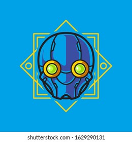 Illustration of Robot Head with geometrical Background