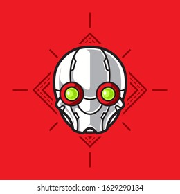 Illustration of Robot Head with geometrical Background