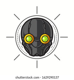 Illustration of Robot Head with geometrical Background