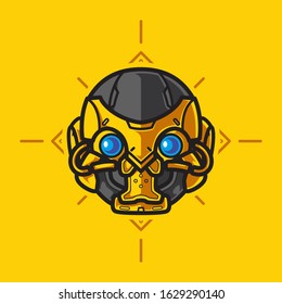 Illustration of Robot Head with geometrical Background
