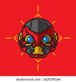 Illustration of Robot Head with geometrical Background