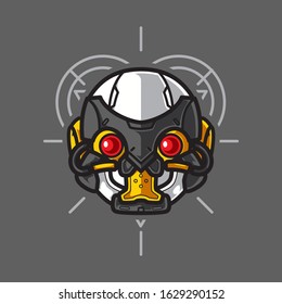 Illustration of Robot Head with geometrical Background