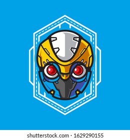 Illustration of Robot Head with geometrical Background