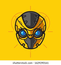 Illustration of Robot Head with geometrical Background