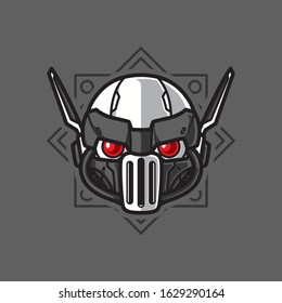 Illustration of Robot Head with geometrical Background
