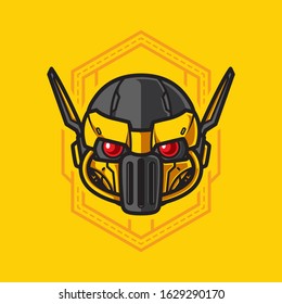Illustration of Robot Head with geometrical Background