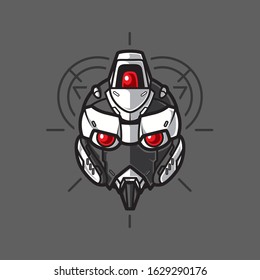 Illustration of Robot Head with geometrical Background