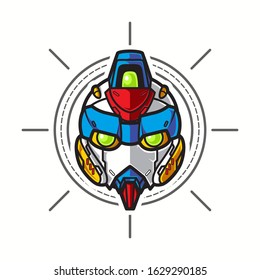 Illustration of Robot Head with geometrical Background
