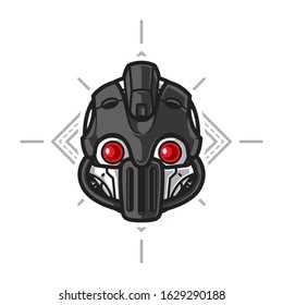Illustration of Robot Head with geometrical Background