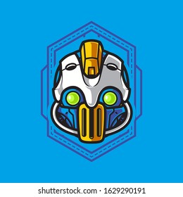 Illustration of Robot Head with geometrical Background